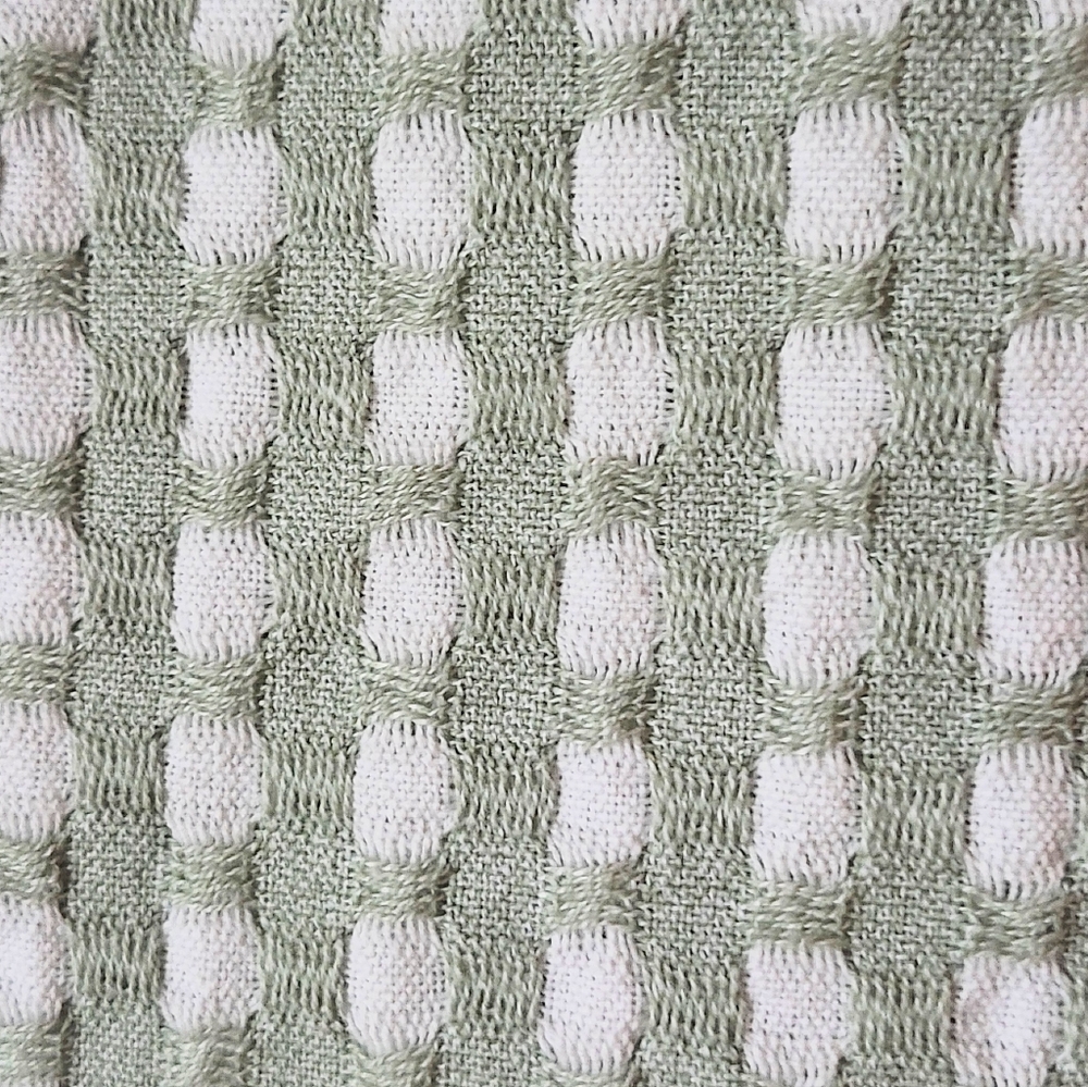 NEW Gingham Shower Curtain In Sage Green And Ivory - Picture 2 of 4